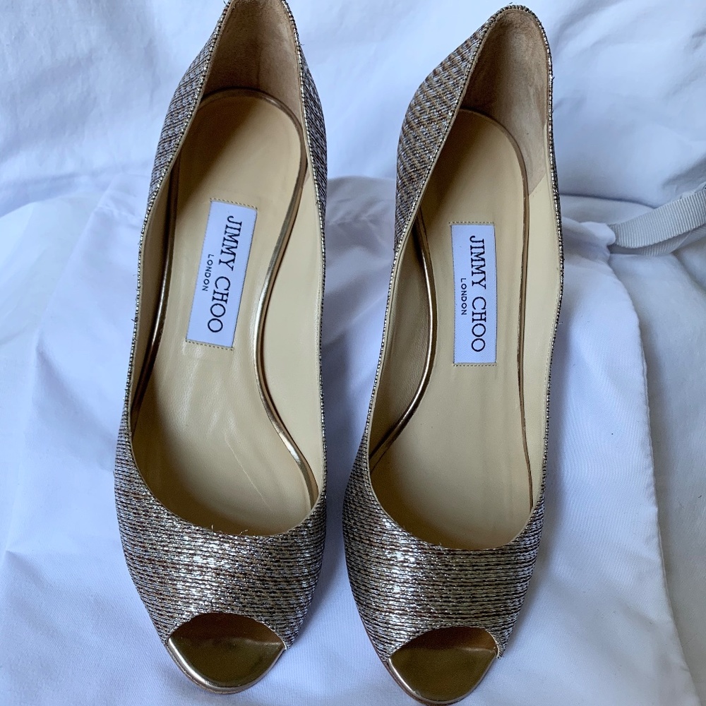 Jimmy Choo Isabel Metallic Lame Pumps Size 36.5